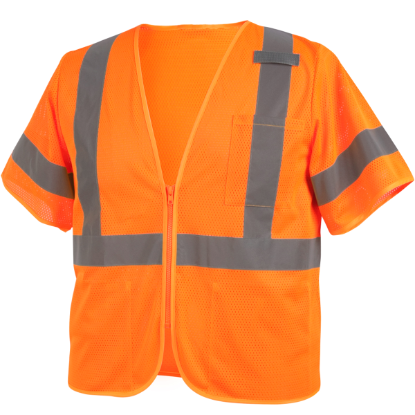 ANSI Class 3 Short Sleeve Hi-Vis Safety Vest, Orange